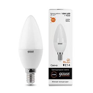 gauss 33110 Лампа светодиодная E14 10W 2700K свеча матовая