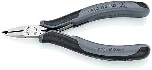 Кусачки торцевые для электроники ESD, маленькая фаска, узкие губки 65°, 120 мм, 2-комп антистатические ручки KNIPEX