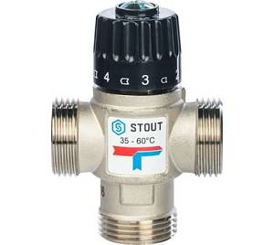 SVM-0020-166025 STOUT Термостатический смесительный клапан для систем отопления и ГВС 1&quot; НР 35-60°С KV 1,6 ОБРАЗЕЦ