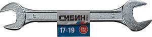 Рожковый гаечный ключ 17 x 19 мм, СИБИН 27014-17-19